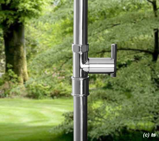 Seitenansicht der Kaltwasser Gartenbrause Typ Trombone Seitenansicht der Kaltwasser Gartenbrause Typ Trombone