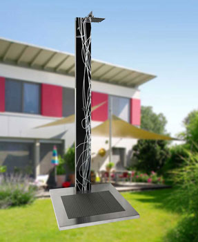 Kaltwasser Gartendusche Typ Grenada mit schwarzer Glasfront Kaltwasser Gartendusche Typ Grenada mit schwarzer Glasfront