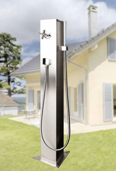 Kaltwasser Garten-Handdusche Typ Korsika Edelstahl optional auch mit Warmwasser lieferbar Kaltwasser Garten-Handdusche Typ Korsika Edelstahl optional auch mit Warmwasser lieferbar